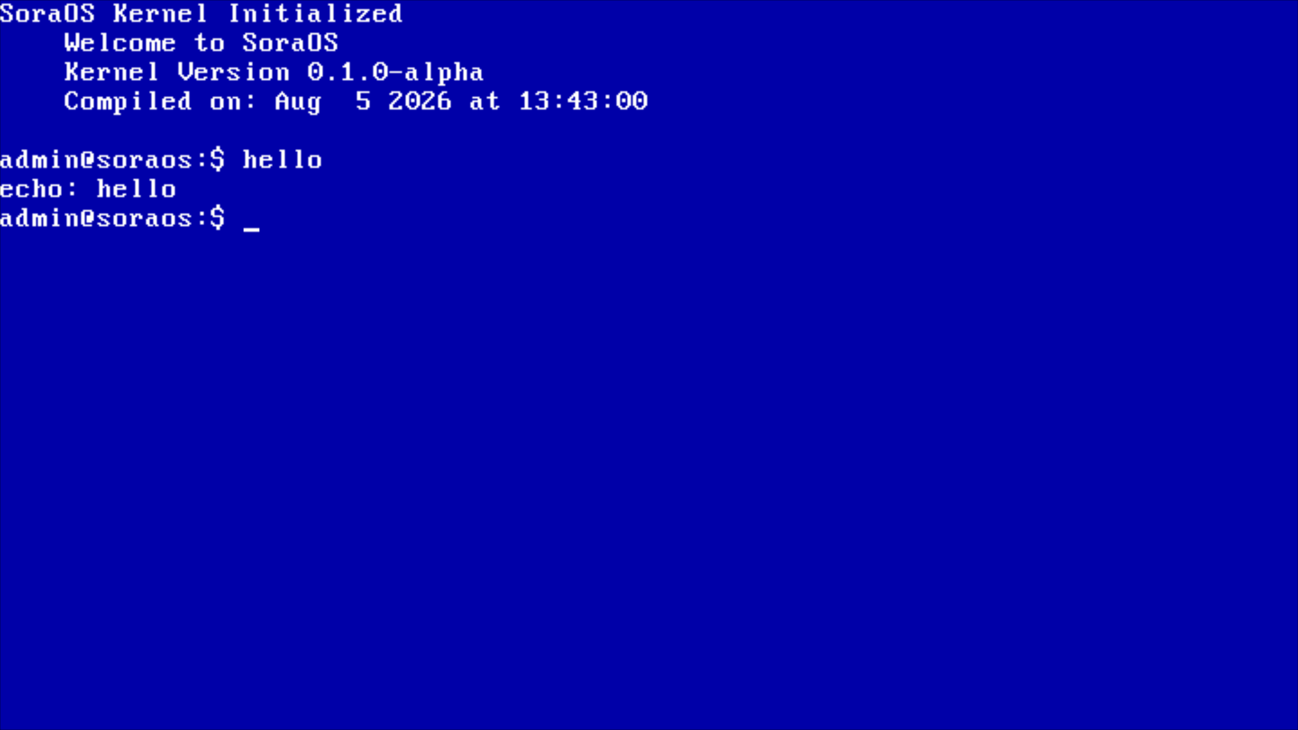 SoraOS First Boot